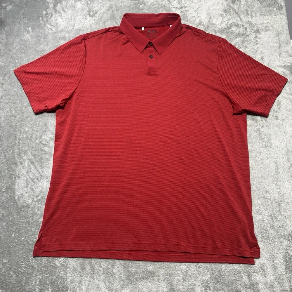 Adidas‎ Golf Polo Shirt Men's 2XL Red Striped Short Sleeve Activewear